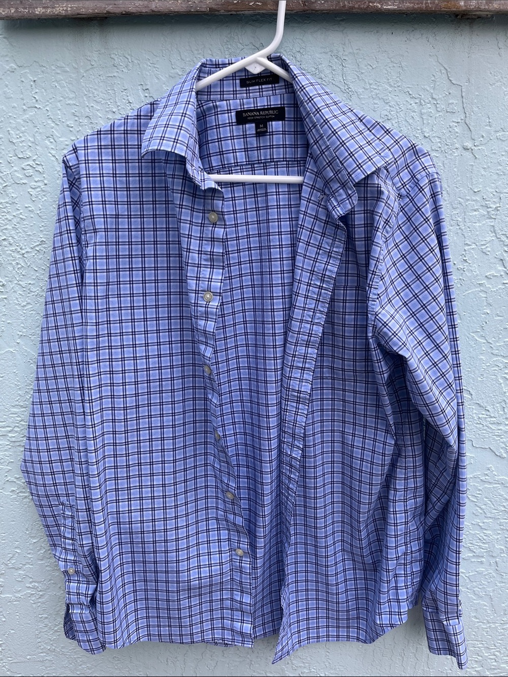 Banana Republic Men’s Light Blue Checked Dress Shirt
